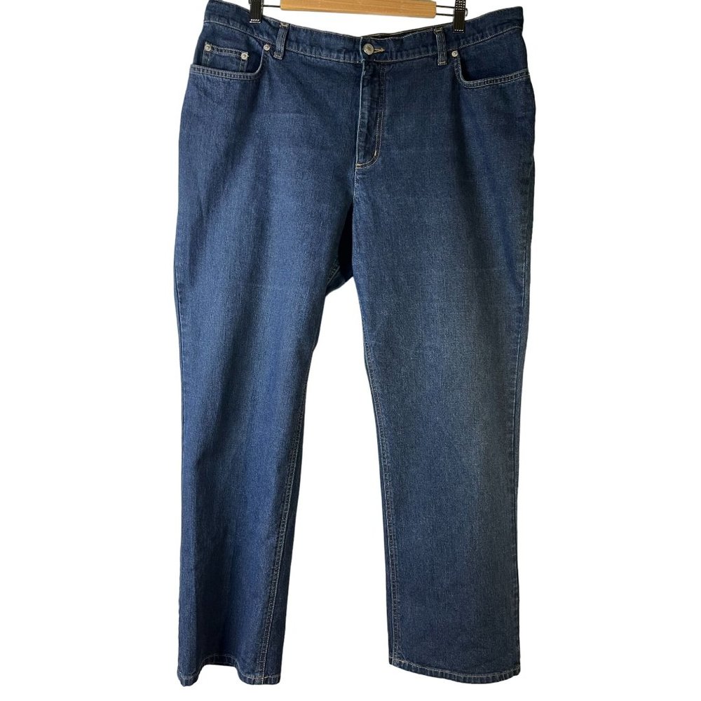 Lands End Dark Wash Straight Leg Jeans, Women's Size 18